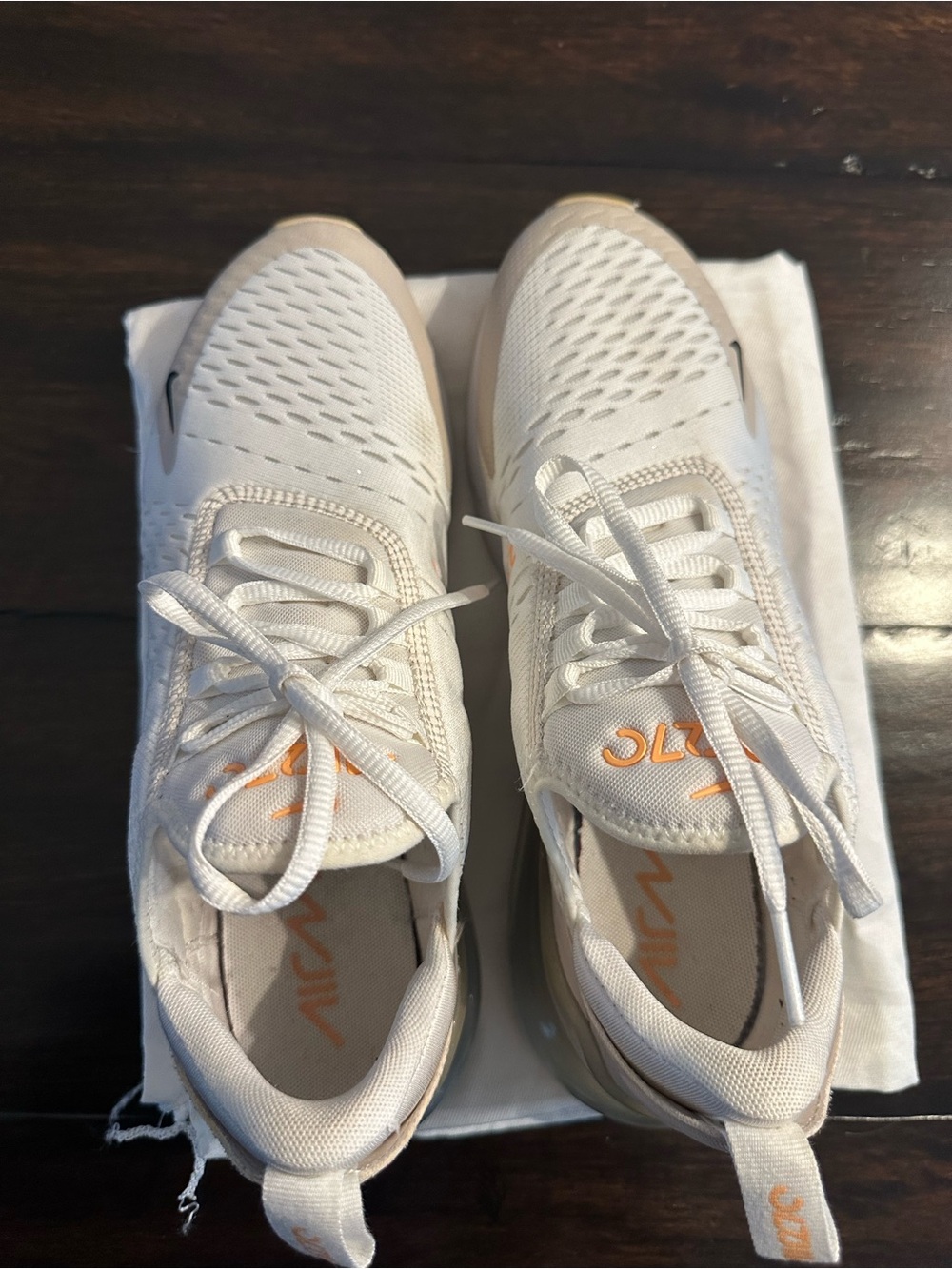 Nike Cream and White Air Max Sneakers with Orange Accent. Size 9.5